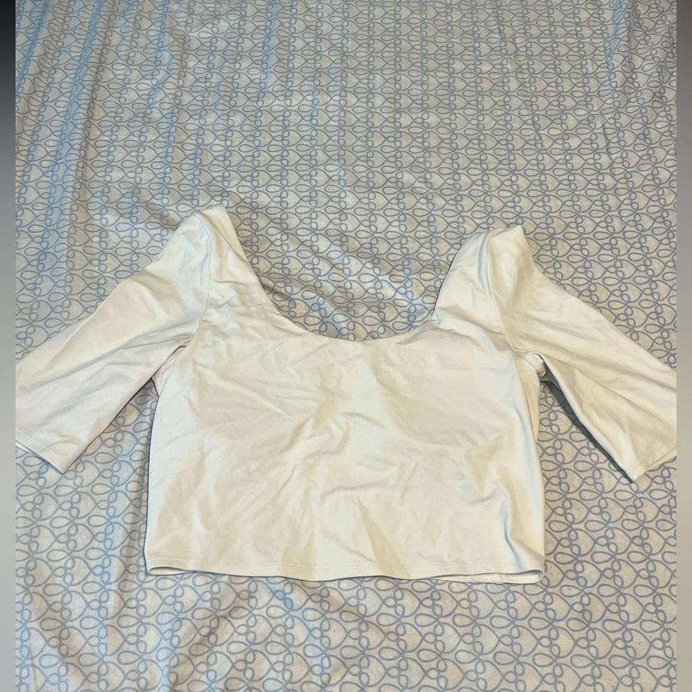 Athleta White Scoop-Neck Crop Top